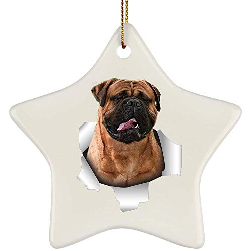 Weihnachtsdeko Mit Hanfseil Weihnachtsbaum Deko Keramik Weihnachten Deko Lustiges Bullmastiff-Rot, Das Aus Einer Rissigen Wand Kommt von 385