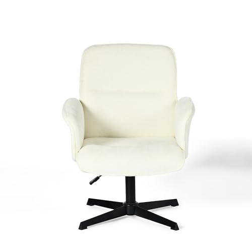 39F FURNITURE DREAM Armchair Scandinavian Ergonomic Office Chair 360° Swivel Height Adjustable Boucle Soft Fabric, White, 66x63x82-94cm von 39F FURNITURE DREAM