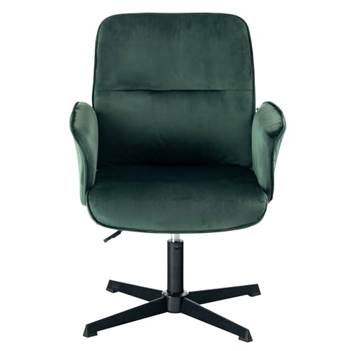 39F FURNITURE DREAM Kinderstuhl aus grünem Samt, um 360° drehbar, höhenverstellbar, gepolsterte Armlehnen und stabile Basis von 39F FURNITURE DREAM