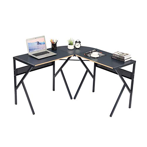 39F FURNITURE DREAM L-förmiger Industrieschreibtisch, großer Raum 125x125cm, Ecktisch mit Home Office, Gaming Tisch mit Metallrahmen, Dunkelblau, Holzwerkstoff Metall, 125 x 125 x 75cm von 39F FURNITURE DREAM