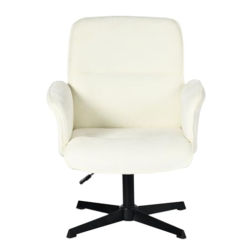 39F FURNITURE DREAM Moderner Bürodrehstuhl, weicher weißer Bouclé-Bezug, ergonomisches Design, robuste Metallbasis, ideal für EIN modernes Heimbüro, Bequeme Sitzfläche von 39F FURNITURE DREAM