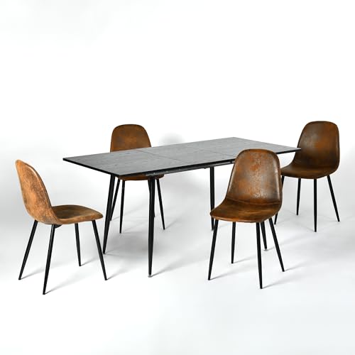 39F FURNITURE DREAM Rectangular Dining Set with 4 Chairs - 4 Chairs Set with Kitchen Dining Table - Table Set for Balcony, Kitchen, Living Room, Black/Brown, Black/Brown 39F FURNITURE DREAM Rectangular Dining Set with 4 Chairs - 4 Chairs Set with Kitchen Dining Table - Table Set for Balcony, Kitchen, Living Room, Black/Brown, Black/Brown von 39F FURNITURE DREAM
