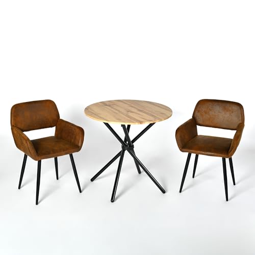 39F FURNITURE DREAM Round Dining Set with 2 Chairs - 2 Chair Set with Kitchen Table and Dining Room - Table Set for Balcony, Kitchen, Living Room, Dark Oak/Brown 39F FURNITURE DREAM Round Dining Set with 2 Chairs - 2 Chair Set with Kitchen Table and Dining Room - Table Set for Balcony, Kitchen, Living Room, Dark Oak/Brown von 39F FURNITURE DREAM