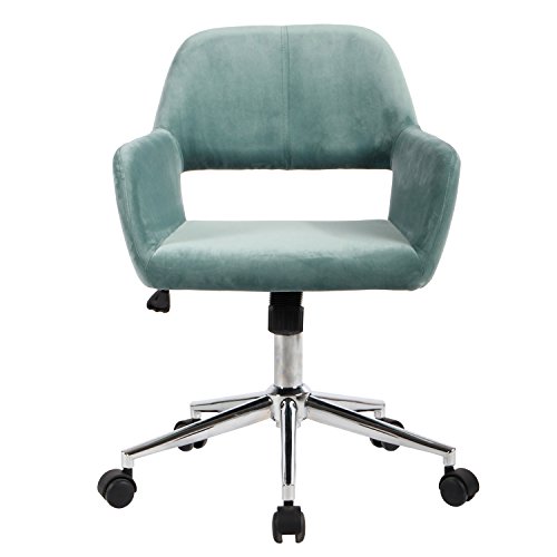 39F FURNITURE DREAM Scandinavian Office Chair in Rolling Velvet Swivel with Armrests, Height Adjustable, Aqua, 55x56x75-85cm von 39F FURNITURE DREAM