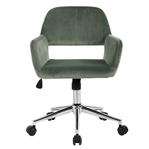 39F FURNITURE DREAM Scandinavian Office Chair in Rolling Velvet Swivel with Armrests, Height Adjustable, Green, 55x56x75-85cm von 39F FURNITURE DREAM