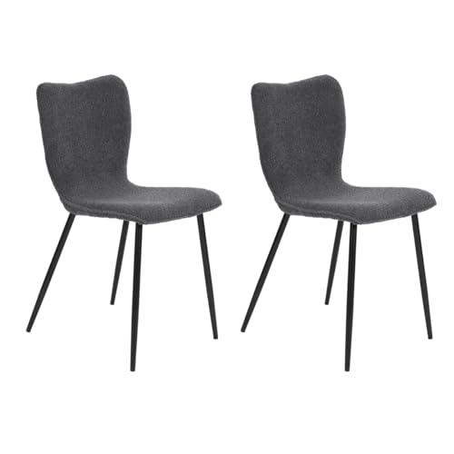 39F FURNITURE DREAM Set of 2 Chairs in Boucle Wool Effect Fabric for Kitchen, Dining, Living Room, Gray, Bouclette, Grey, 50.5x41.8x82cm von 39F FURNITURE DREAM