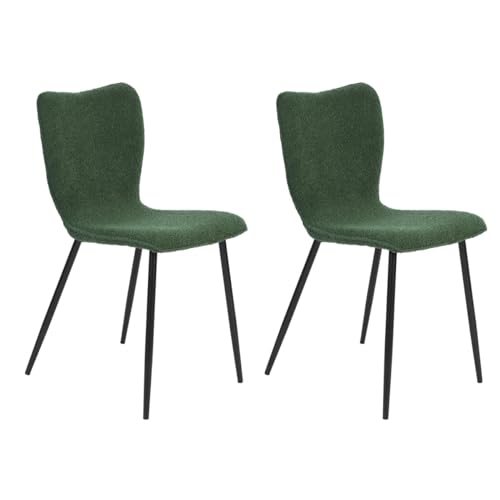 39F FURNITURE DREAM Set of 2 Chairs in Boucle Wool Effect Fabric for Kitchen, Dining, Living Room, Green, Bouclette, 50.5x41.8x82cm von 39F FURNITURE DREAM