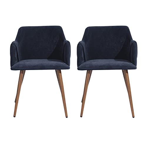 39F FURNITURE DREAM Set of 2 Fabric Chairs with Armrests Kitchen, Thick Sponge Seat, Modern Leisure Chair for Dining, Living Room, Blue, 53 x 57.5 x 75 cm von 39F FURNITURE DREAM
