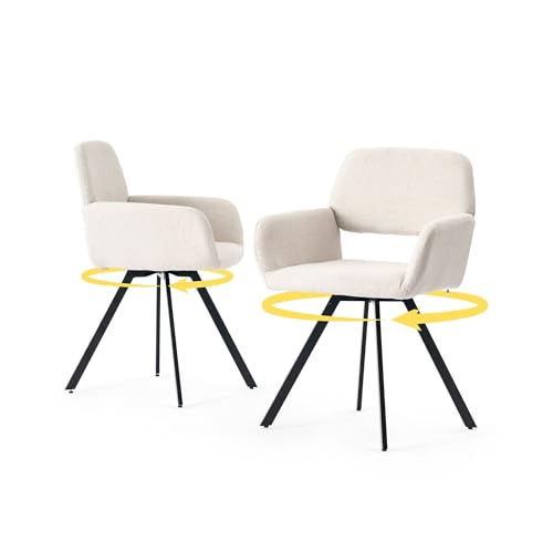 39F FURNITURE DREAM Set of 2 Modern Fabric Dining Chairs Upholstered Armchair 360° Swivel Chair for Kitchen Office Living Room, Beige, 57x53x81.5cm 39F FURNITURE DREAM Set of 2 Modern Fabric Dining Chairs Upholstered Armchair 360° Swivel Chair for Kitchen Office Living Room, Beige, 57x53x81.5cm von 39F FURNITURE DREAM
