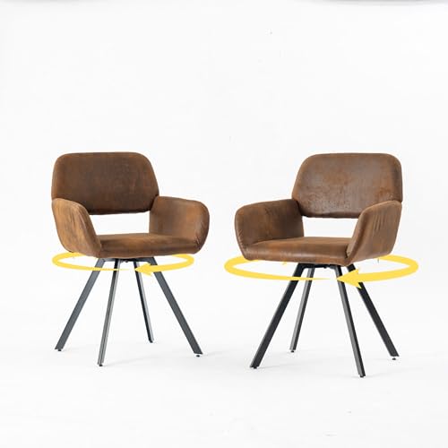 39F FURNITURE DREAM Set of 2 Modern Fabric Dining Chairs Upholstered Armchair 360° Swivel Chair for Kitchen Office Living Room, Brown, 57x53x81.5cm 39F FURNITURE DREAM Set of 2 Modern Fabric Dining Chairs Upholstered Armchair 360° Swivel Chair for Kitchen Office Living Room, Brown, 57x53x81.5cm von 39F FURNITURE DREAM
