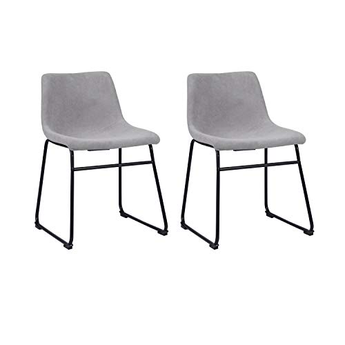 39F FURNITURE DREAM Set of 2 Scandinavian Fabric Chairs with Black Metal Leg for Kitchen, Dining, Living Room, Gray, Grey, 46.5x53x77 cm von 39F FURNITURE DREAM
