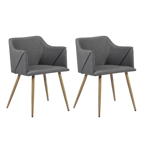 39F FURNITURE DREAM Set of 2 Velvet Chairs with Armrests Kitchen, Thick Sponge Seat, Modern Leisure Chair for Dining Living Room, Fabric, Dark Gray, 53 x 57.5 x 75 cm von 39F FURNITURE DREAM