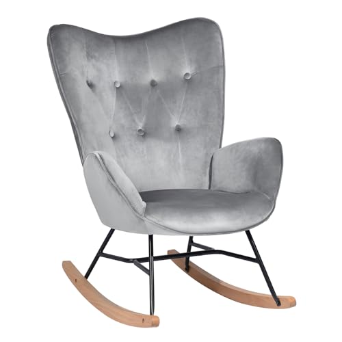 39F FURNITURE DREAM Velvet Rocking Children's Relaxing Scandinavian Armrest Lounge Chair with High Back Bedroom Office Living Room, Grey, 68x87x98cm 39F FURNITURE DREAM Velvet Rocking Children's Relaxing Scandinavian Armrest Lounge Chair with High Back Bedroom Office Living Room, Grey, 68x87x98cm von 39F FURNITURE DREAM