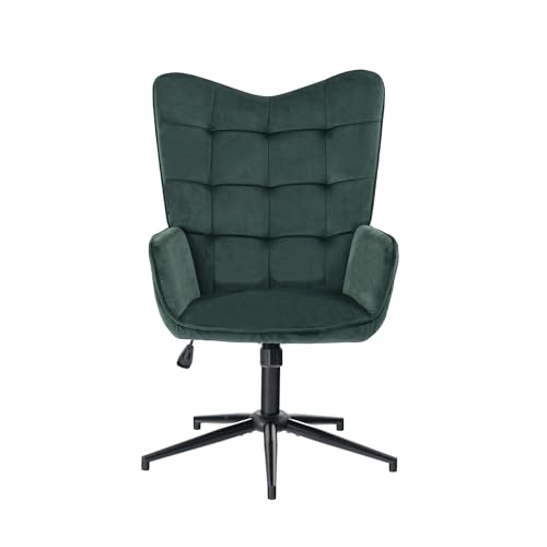 Modern Velvet Armchair with Adjustable Height and Swivel Base - Tufted Upholstery and High Backrest for Living Room Office Bedroom, Green, 61x69x91.5cm Modern Velvet Armchair with Adjustable Height and Swivel Base - Tufted Upholstery and High Backrest for Living Room Office Bedroom, Green, 61x69x91.5cm von 39F FURNITURE DREAM