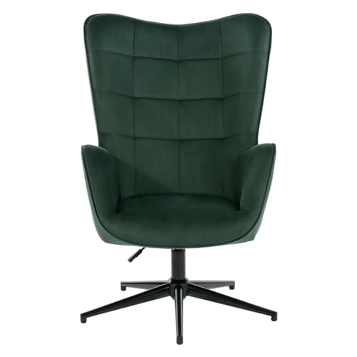 Modern Velvet Armchair with Adjustable Height and Swivel Base - Tufted Upholstery and High Backrest for Living Room Office Bedroom, Green, 70x80x100cm von 39F FURNITURE DREAM