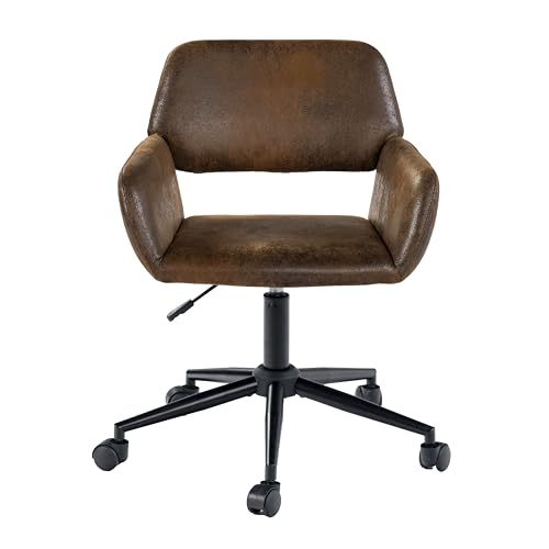 Office Chair Fabric Swivel Adjustable Height and 5 Casters for Children Working at Home, Brown, 56.5x57.5x75-85cm von 39F FURNITURE DREAM