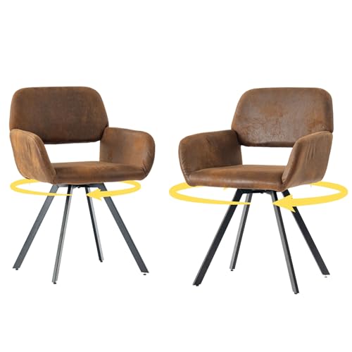 Set of 2 Brown Armchair, Retro Design, Synthetic Leather Durable Comfort, Home and Office Versatility, Swivel Function, Space-Saving Essential Set of 2 Brown Armchair, Retro Design, Synthetic Leather Durable Comfort, Home and Office Versatility, Swivel Function, Space-Saving Essential von 39F FURNITURE DREAM