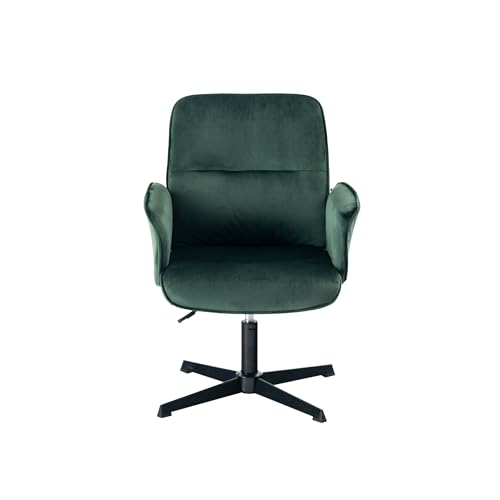 Velvet Office Chair with Adjustable Height Swivel Base, and Ergonomic Backrest Green Upholstery and Black Metal Frame Ideal for Home Office Study Room, Green, 61.5x59.5x93cm von 39F FURNITURE DREAM