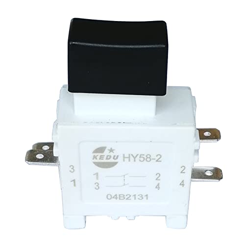 HY58-2 16A/19A 250V/125V 4Pins EIN AUS Elektrowerkzeug-Druckschalter mit Bremsfunktion, 2er-Pack HY58-2 16A/19A 250V/125V 4Pins EIN AUS Elektrowerkzeug-Druckschalter mit Bremsfunktion, 2er-Pack von 3AAA