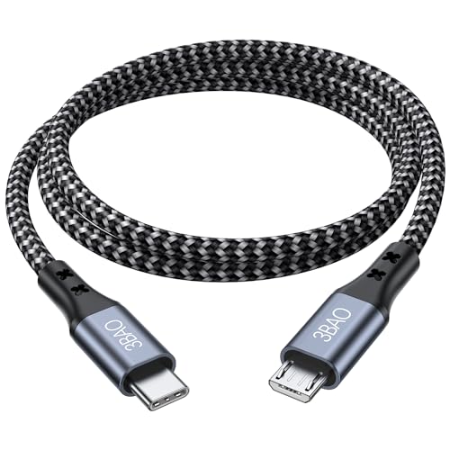 3BAO USB C auf Micro USB Kabel 4M, USB Typ C auf Micro Kabel Nylon geflochtene USB C zu Micro Ladegerät Kabel Android Ladekabel Dast Sync Kompatibel für Samsung Galaxy S7/S5/J3/J5/J7, Huawei, HTC, LG von 3BAO