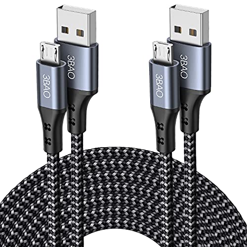 3BAO Micro USB Kabel 2Stück 1M 2M,USB to Micro Ladekabel Schnellladekabel,Nylon Micro Datenkabel für Samsung S7/S6/S5/J7/J6/J5/J3,PS4,Kindle Fire,Huawei, Xiaomi, Tablet, LG, Motorola, Nokia, Sony von 3BAO