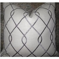 3Bm Designer Kissen Cover - 10 X 20 Riley Bestickt Scroll Grau von 3BModLiving
