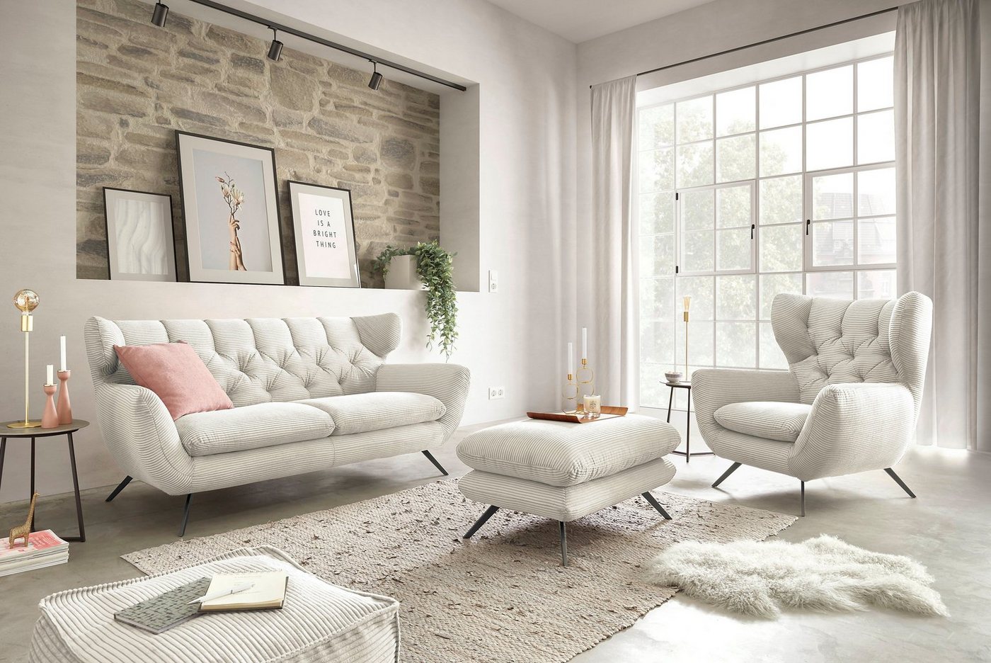 3C Candy 2,5-Sitzer Beatrice, extravagantes Megasofa, bequem, Küchensofa, mit Rückensteppung im Rautenmuster, in Samt Optik oder in Breitcord 3C Candy 2,5-Sitzer Beatrice, extravagantes Megasofa, bequem, Küchensofa, mit Rückensteppung im Rautenmuster, in Samt Optik oder in Breitcord von 3C Candy