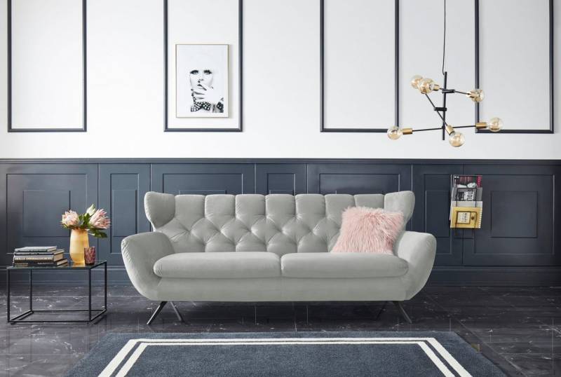 3C Candy 3-Sitzer Beatrice, extravagantes Megasofa, bequem, Küchensofa, mit Rückensteppung im Rautenmuster, Samt Optik, auch in Fellimitat von 3C Candy