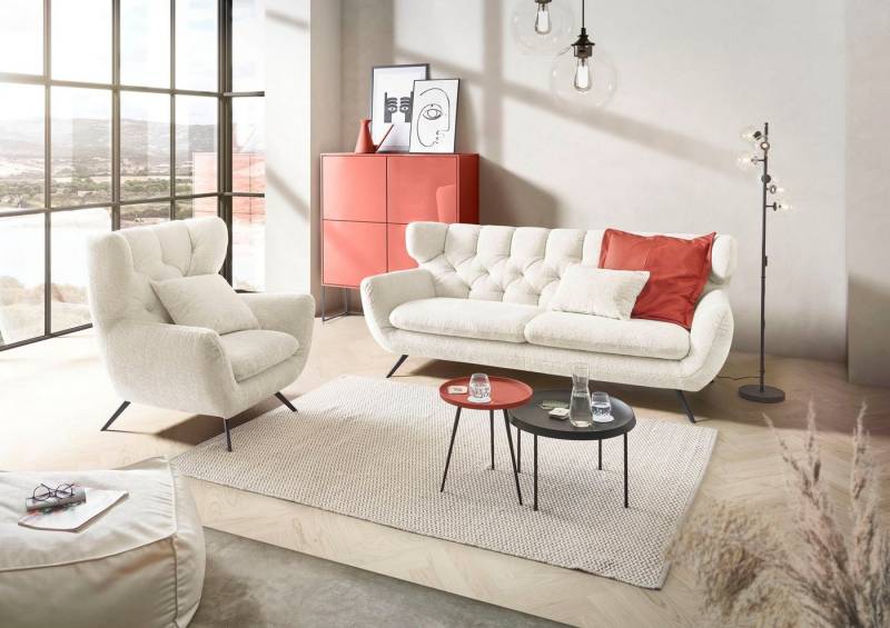 3C Candy 3-Sitzer Beatrice, extravagantes Megasofa, bequem, Küchensofa, mit Rückensteppung im Rautenmuster, Samt Optik, auch in Fellimitat von 3C Candy