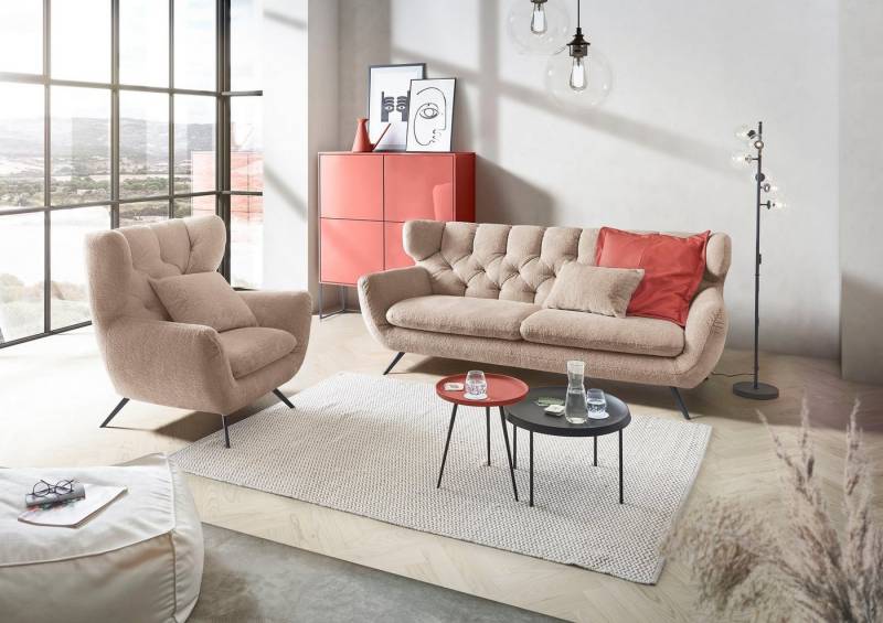 3C Candy 3-Sitzer Beatrice, extravagantes Megasofa, bequem, Küchensofa, mit Rückensteppung im Rautenmuster, Samt Optik, auch in Fellimitat von 3C Candy