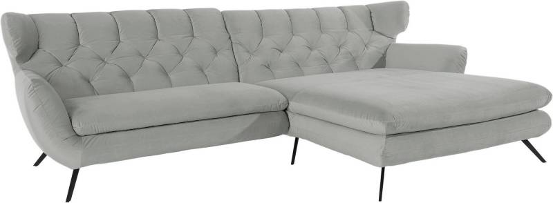 3C Candy Ecksofa Beatrice Designsofa in moderner Retrooptik, bequem und extravagant, mit Rückensteppung im Rautenmuster, Ohrenbacken Optik, L-Form von 3C Candy