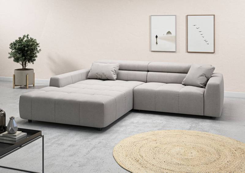 3C Candy Ecksofa Denver auch mit Cord- und Easy care-Bezug, Kopfteilverstellung L-Form, wahlweise. mit motorischer Sitztiefenverstellung von 3C Candy