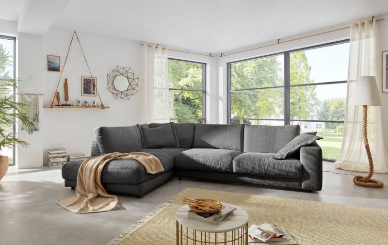 Places of Style Ecksofa Enisa XXL B/T/H: 325/224/85 cm L-Form, Kuschelig, gemütlich, in 5 Farben, Bezug in Cord, mit 2 Zierkissen von Places of Style