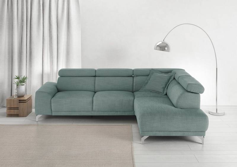 3C Candy Ecksofa Greve Sofa immer mit manuelle Kopfteilverstellungen, modern, elegant, wahlweise motorischer Sitzvorzug, bequem und zeitlos, L-Form von 3C Candy