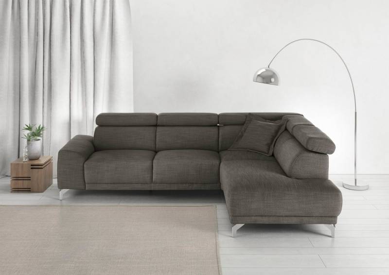 3C Candy Ecksofa Greve Sofa immer mit manuelle Kopfteilverstellungen, modern, elegant, wahlweise motorischer Sitzvorzug, bequem und zeitlos, L-Form von 3C Candy