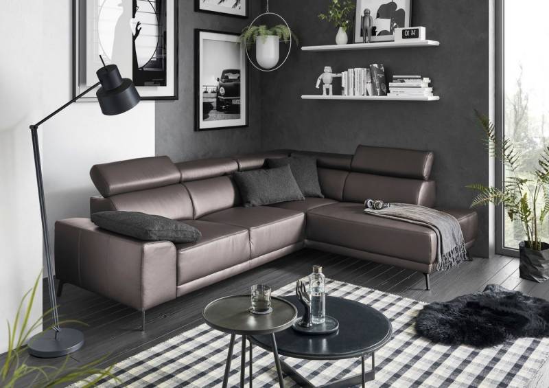 3C Candy Ecksofa Greve modern und bequem, inkl. manueller Kopfteilverstellung, L-Form, wahlweise mit motorischem Sitzvorzug von 3C Candy