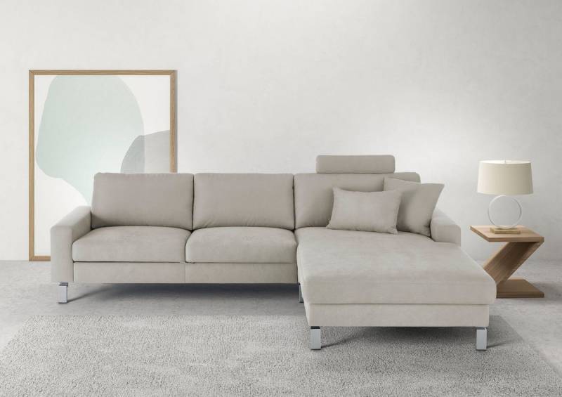 3C Candy Ecksofa Lecce, wahlweise PUR-Schaumstoff oder Tonnentaschenfederkern, Bett im 2,5-Sitzer, teilmotorische Schlaffunktion im Longchair, L-Form von 3C Candy