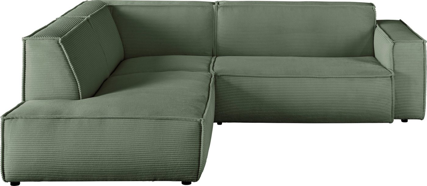 3C Candy Ecksofa Matteo L-Form, mit auffälliger Kedernaht, Cord-Bezug, Lounge-Charakter von 3C Candy