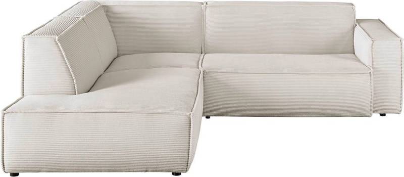 3C Candy Ecksofa Matteo in elegant, kubischer Formensprache, bequem, L-Form, mit auffälliger Kedernaht, Cord-Bezug, Lounge-Charakter von 3C Candy
