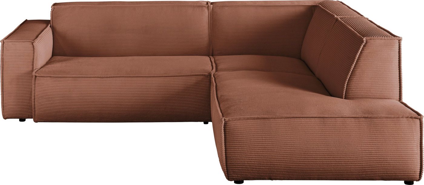 3C Candy Ecksofa Matteo L-Form, mit auffälliger Kedernaht, Cord-Bezug, Lounge-Charakter von 3C Candy