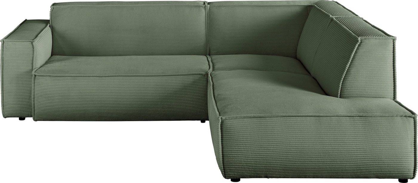 3C Candy Ecksofa Matteo L-Form, mit auffälliger Kedernaht, Cord-Bezug, Lounge-Charakter von 3C Candy