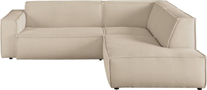 3C Candy Ecksofa Matteo in elegant, kubischer Formensprache, bequem, L-Form, mit auffälliger Kedernaht, Cord-Bezug, Lounge-Charakter von 3C Candy