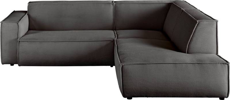 3C Candy Ecksofa Matteo in elegant, kubischer Formensprache, bequem, L-Form, mit auffälliger Kedernaht, Cord-Bezug, Lounge-Charakter von 3C Candy
