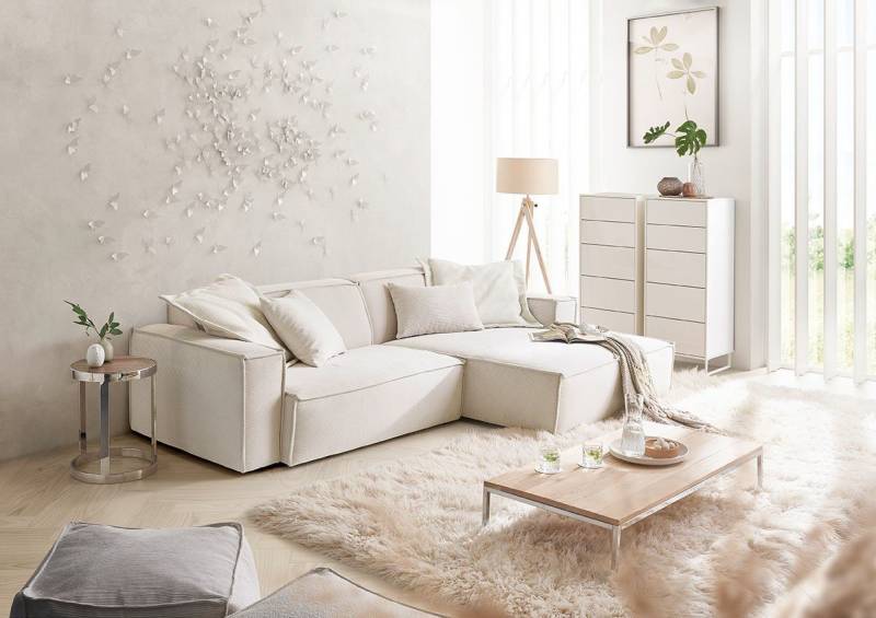 3C Candy Ecksofa Matteo in elegant, kubischer Formensprache, bequem, L-Form, mit auffälliger Kedernaht, Feincord-Bezug, Lounge-Charakter von 3C Candy