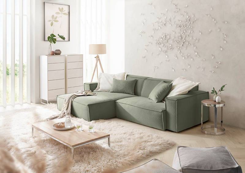 3C Candy Ecksofa Matteo in elegant, kubischer Formensprache, bequem, L-Form, mit auffälliger Kedernaht, Feincord-Bezug, Lounge-Charakter von 3C Candy