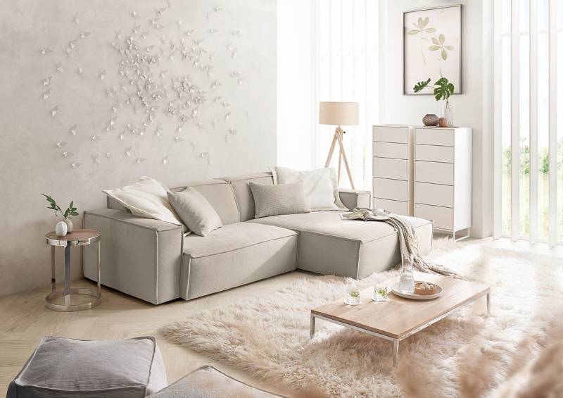 3C Candy Ecksofa Matteo in elegant, kubischer Formensprache, bequem, L-Form, mit auffälliger Kedernaht, Feincord-Bezug, Lounge-Charakter von 3C Candy