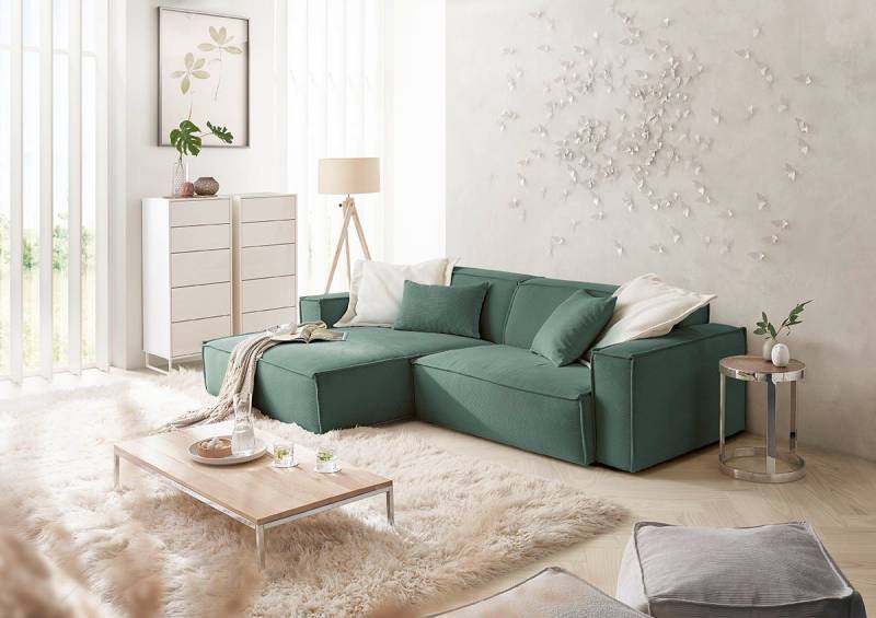 3C Candy Ecksofa Matteo in elegant, kubischer Formensprache, bequem, L-Form, mit auffälliger Kedernaht, Feincord-Bezug, Lounge-Charakter von 3C Candy