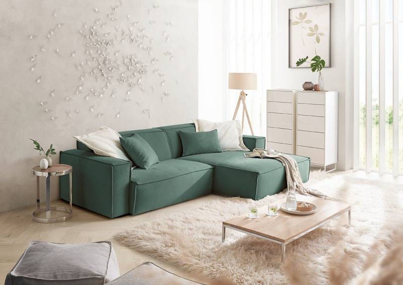 3C Candy Ecksofa Matteo in elegant, kubischer Formensprache, bequem, L-Form, mit auffälliger Kedernaht, Feincord-Bezug, Lounge-Charakter von 3C Candy