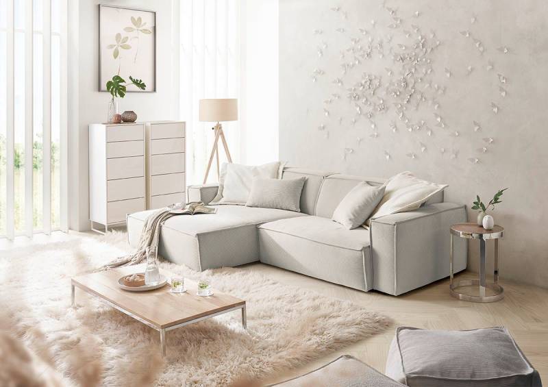 3C Candy Ecksofa Matteo in elegant, kubischer Formensprache, bequem, L-Form, mit auffälliger Kedernaht, Feincord-Bezug, Lounge-Charakter von 3C Candy