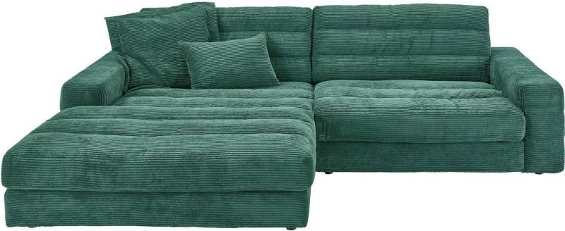 3C Candy Ecksofa Stripes Mega-Sofa, bequem und komfortabel, L-Form, Lose Rückenkissen, mit feiner Quersteppung, Cord-Bezug von 3C Candy